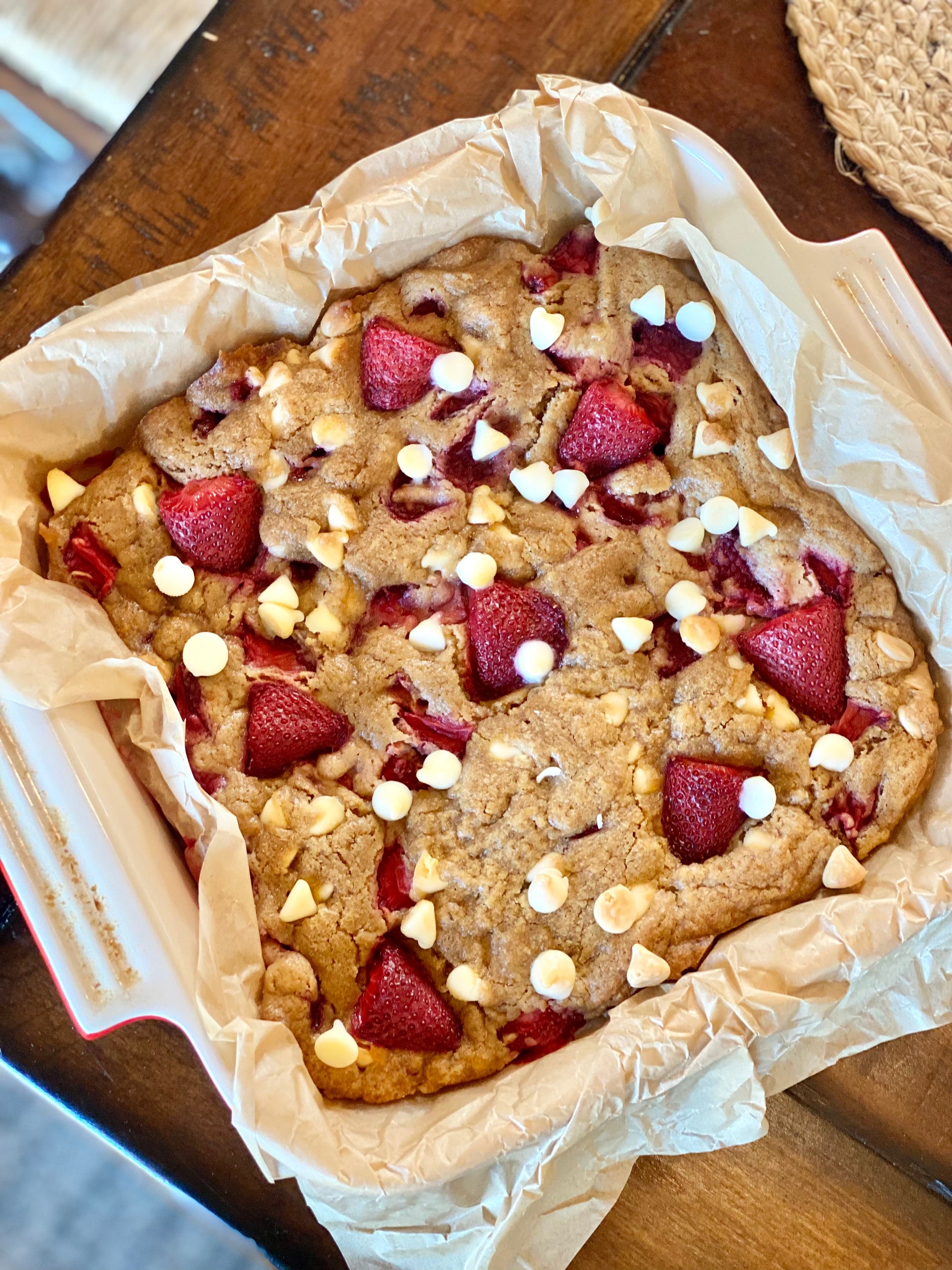 White Chocolate Strawberry Blondies