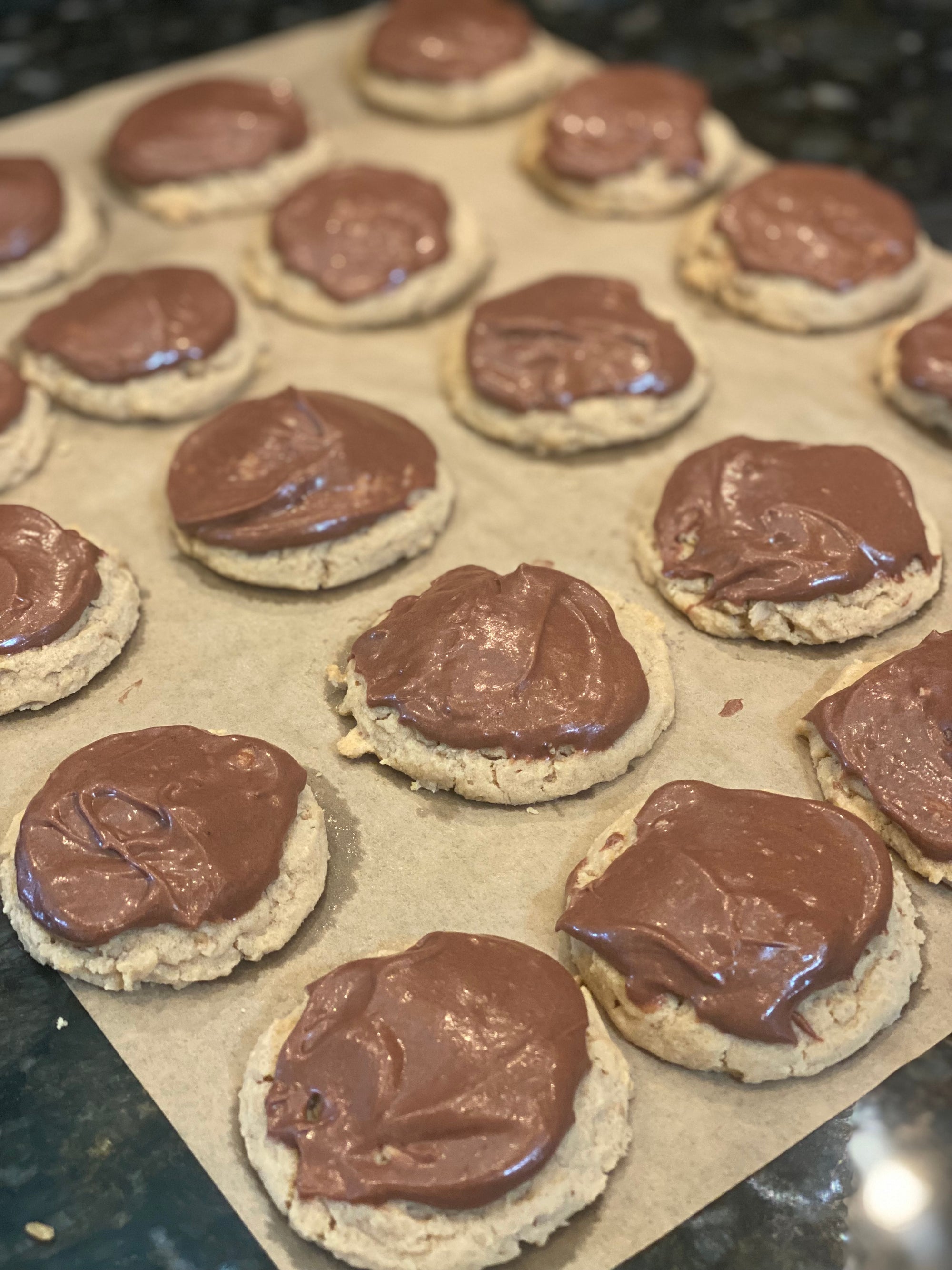 Peanutbutter Cookies with Fudge Frosting
