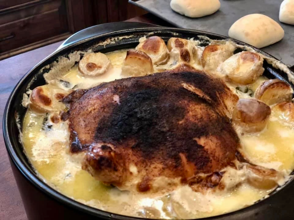 Creamy Lemon and Herb Pot Roasted Chicken