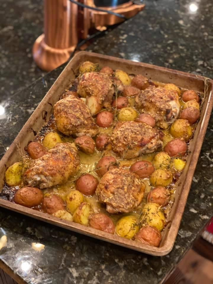 Honey Mustard Chicken Thighs Sheet Pan Meal