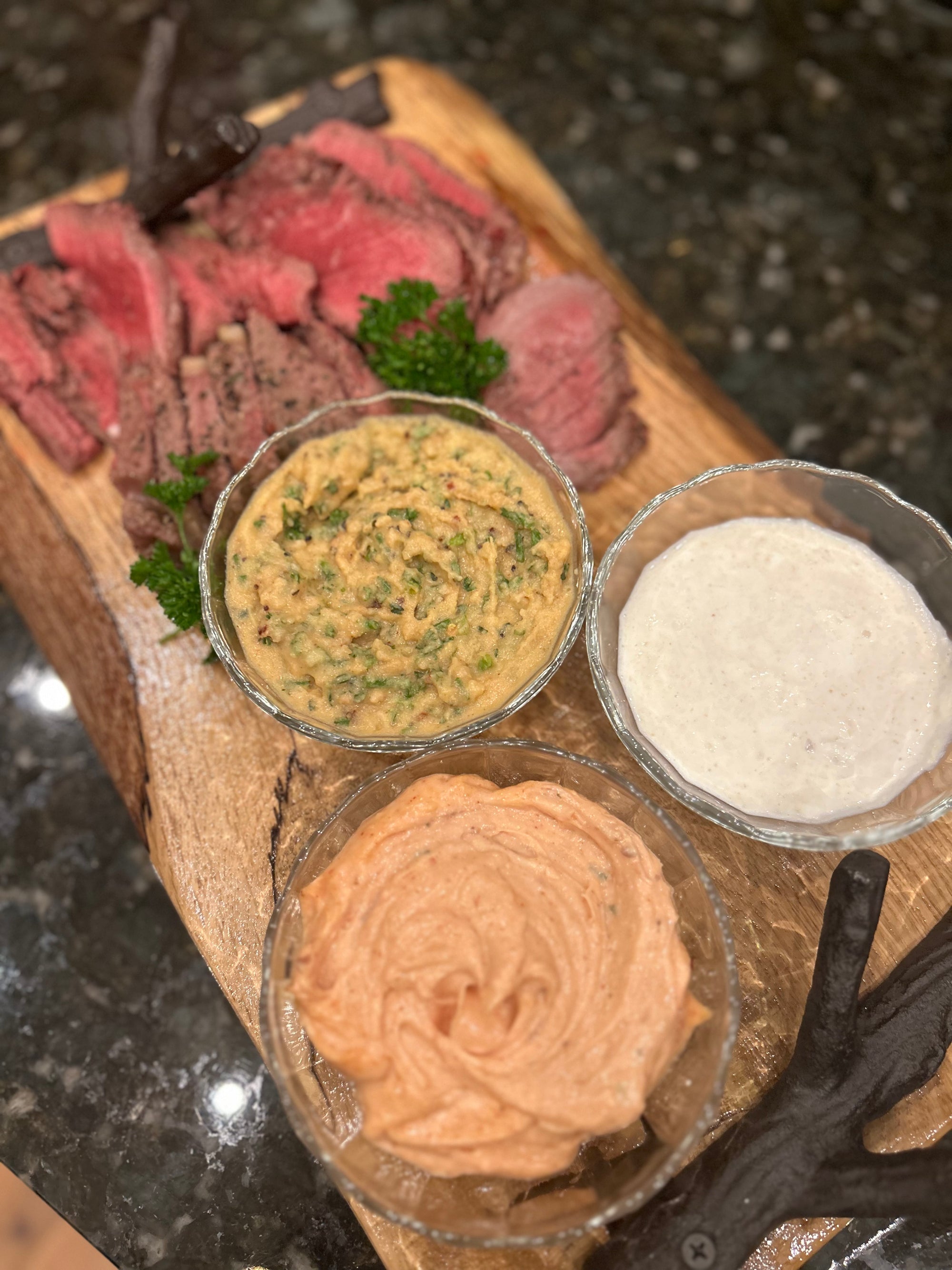 Steak Board & Dipping Sauces
