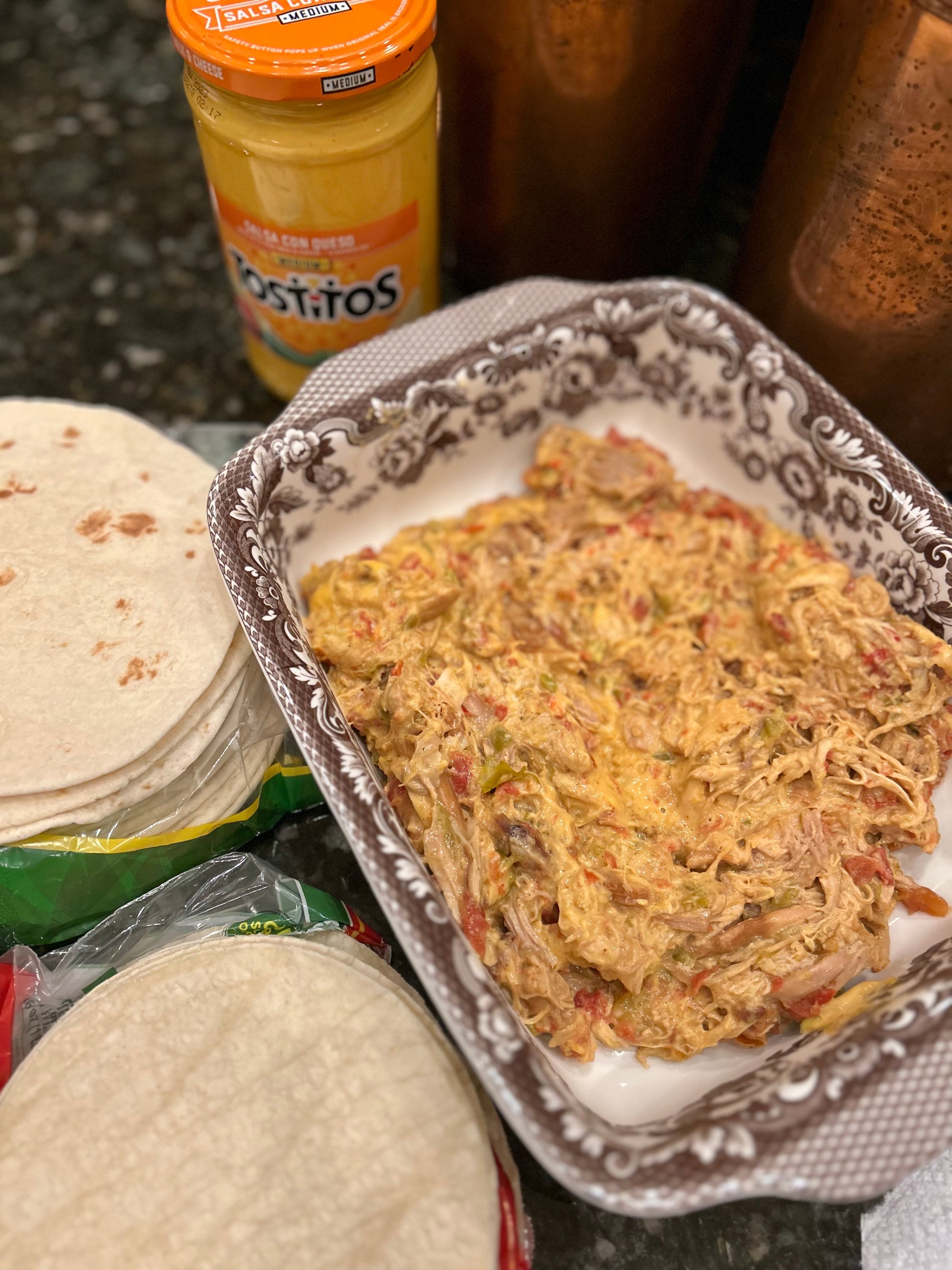 Cheesy Chicken Slow Cooker Tacos