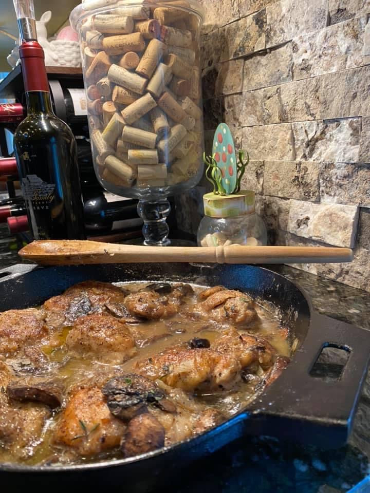 Cast Iron Chicken Thighs & Mushrooms