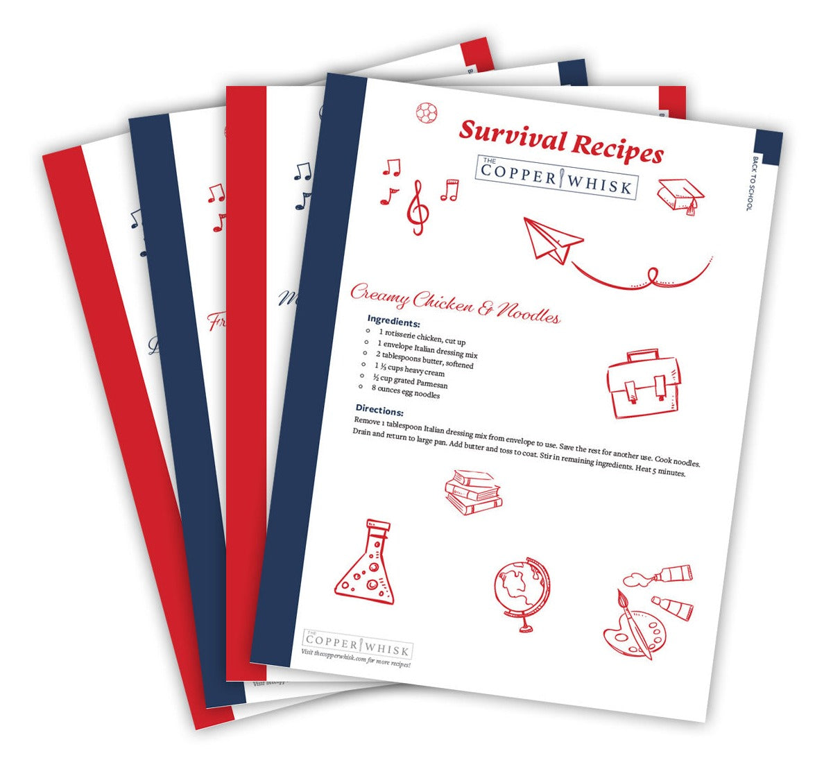 Survival Recipes: Back to School Ideas from The Copper Whisk (Physical Recipe Cards)